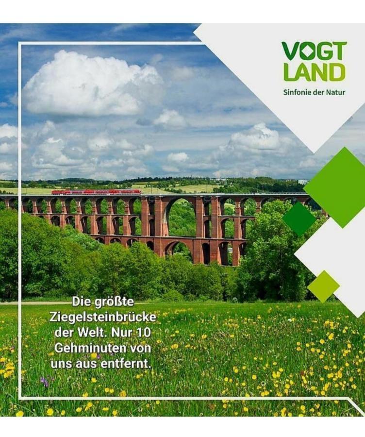 Ferienwohnung "Blick Mylau" - Naehe Freizeitpark Plohn & Weltgroesster Ziegelsteinbruecke Reichenbach im Vogtland Kültér fotó