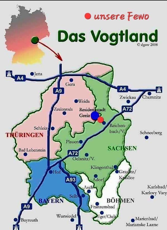 Ferienwohnung "Blick Mylau" - Naehe Freizeitpark Plohn & Weltgroesster Ziegelsteinbruecke Reichenbach im Vogtland Kültér fotó